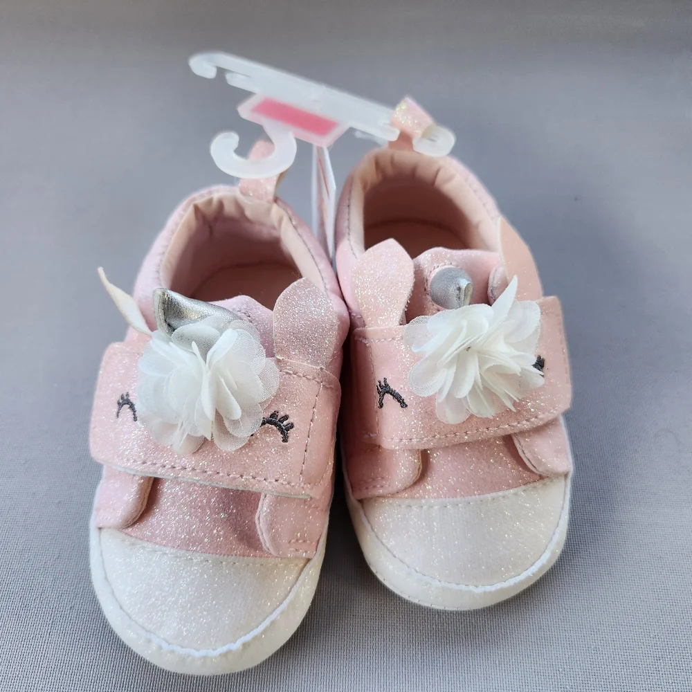 Carters sparkle pink and white unicorn shoes